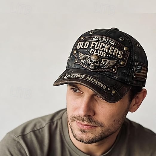 Old Fuckers Club Vintage Baseball Cap, Distressed Skull Patch Trucker Hat for Men, Retro Patriotic USA Flag Adjustable Dad Hat, Funny Gag Gift for Dad Grandpa Husband 2026 - $25.99 –P6