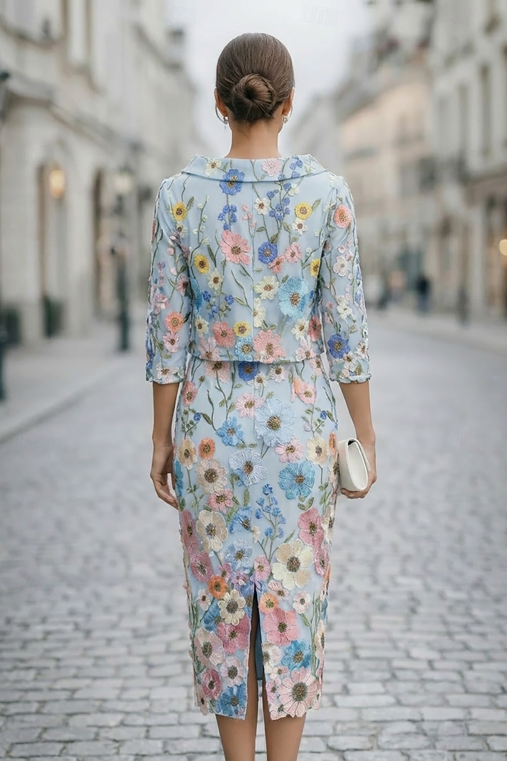 Due Pezzi Tubino Colonna Abito Lunghezza Tè Vestito da Festa Abito da Cocktail Abito da invitata a nozze Abito da cerimonia per signora Manica Lunga Scollo a Barca Elegante Vintage Formale Ospite di del 2026 a $182.99 –P2
