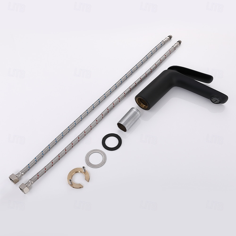 Классический однорычажный смеситель для раковины в ванной комнате с гальваническим покрытием, однорычажный, с одним отверстием, черного цвета. 2026 - ₩327234 –P4