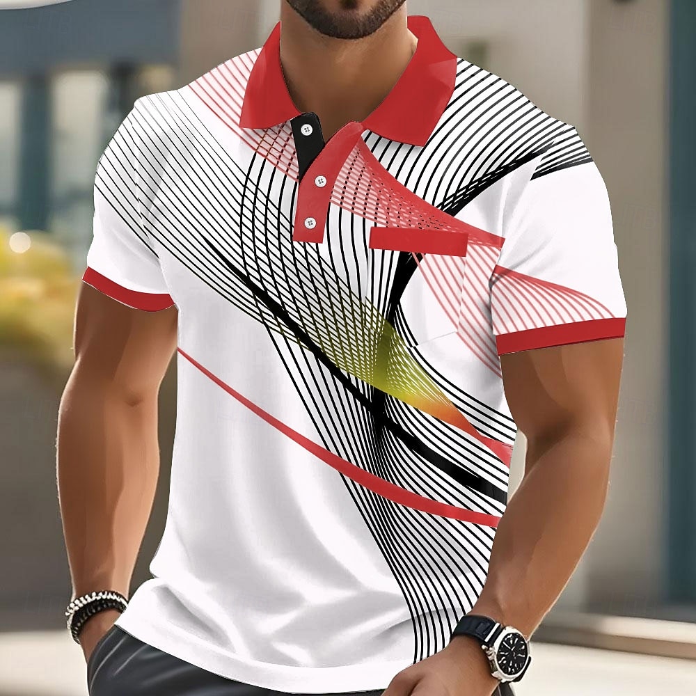 Per uomo Geometrico Polo Manica Corta Magliette polo Camicie con Colletto Business Casual All'aperto Athleisure Abbigliamento quotidiano Stampa 3D Bottoni Primavera & Estate Blu azzurro cielo Giallo del 2026 a $24.99 –P4