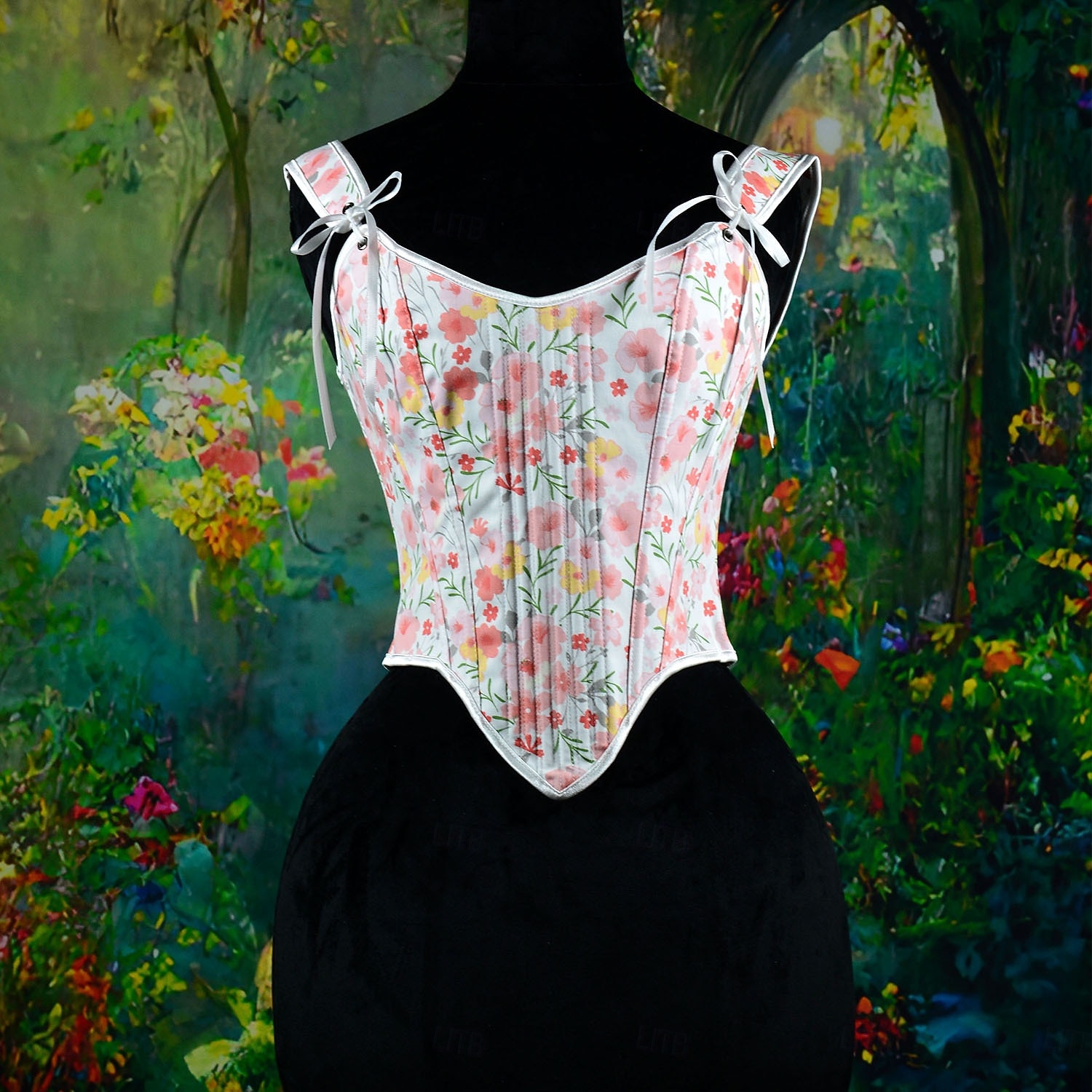 Kostymer i middelalderstil Renessanse Cottagecore Korsett Bodice Viking Bonde Blondér Blomstret Kostyme Dame Keltisk fantasi Halloween Karneval Ytelse LARP Ren Faire Voksne Korsett 2026 - $38.99 –P17