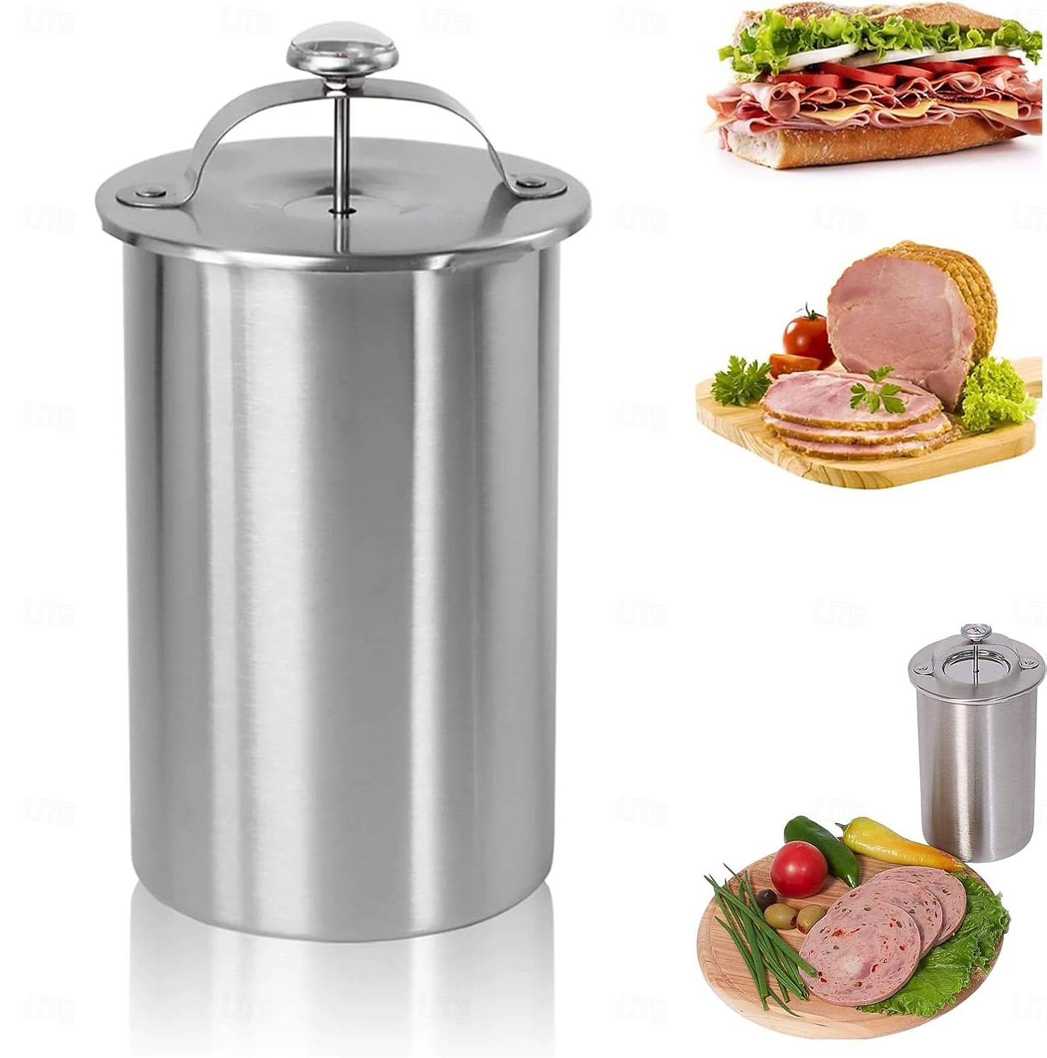 skinkpressform för att göra hemlagad köttpress, köttpresskokare i rostfritt stål, skinkpress med termometer, köttpress för lunch 2026 - $31.99 –P1