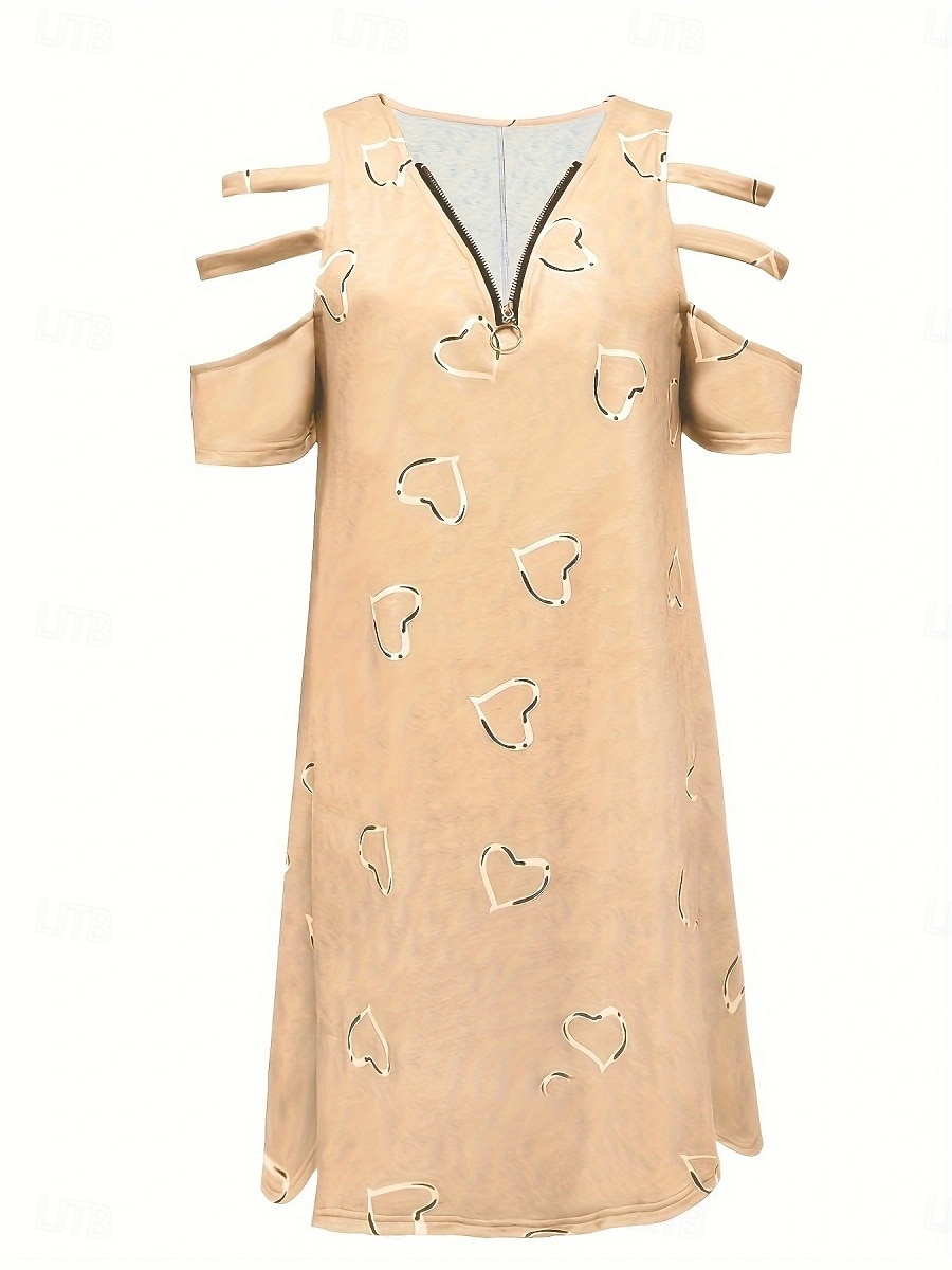 Women's Mini Dress Casual Dress Print Dress Elegant Fashion Modern Outdoor Vacation Going out Loose Fit Heart Short Sleeve V Neck Blue White Purple Green Summer Spring 2026 - $16.49 –P9