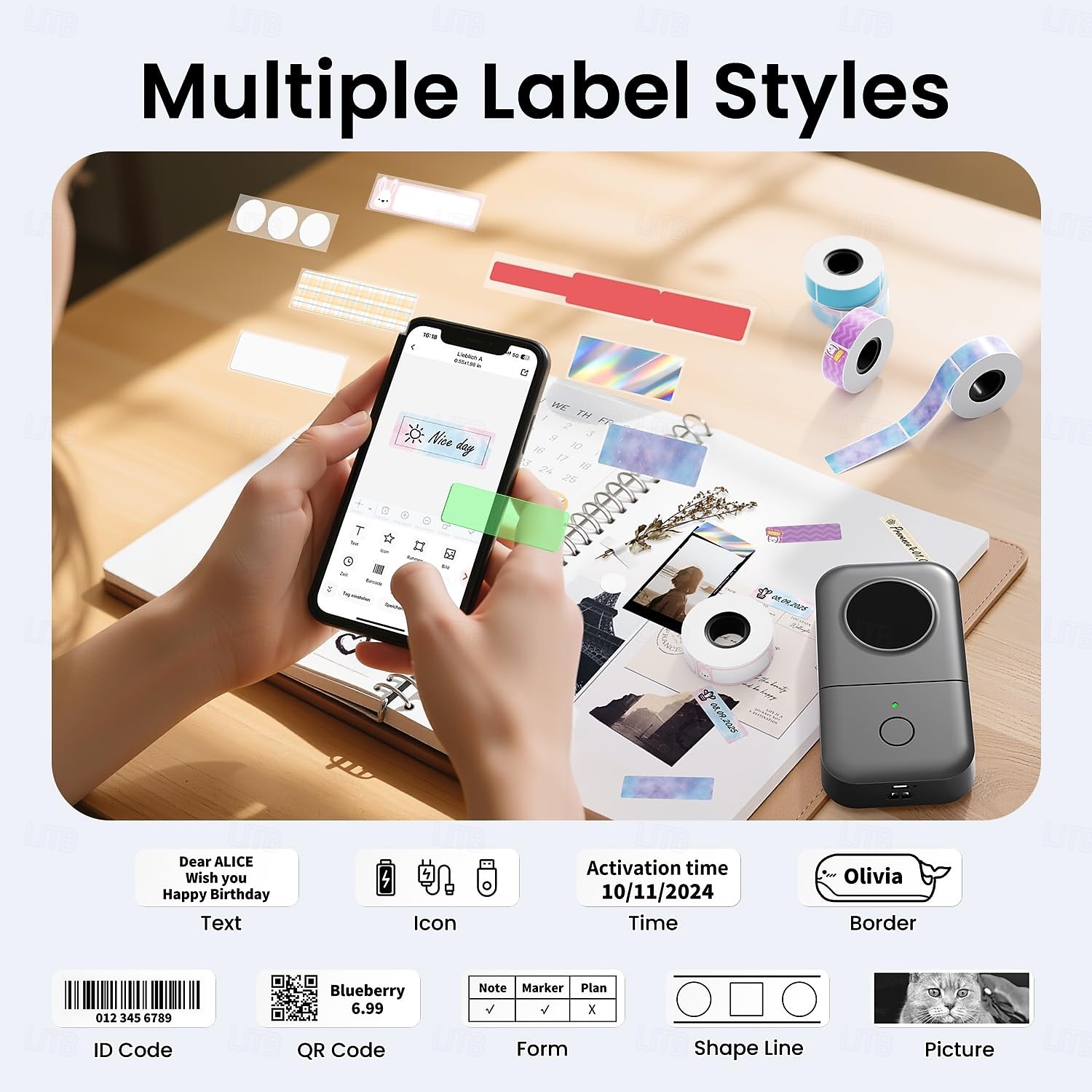 Bluetooth-Mini-Etikettendrucker, tragbarer Thermodrucker, kompakte wiederaufladbare Etiketten für Kinder, Schulen, Klassenzimmer und Lehrerbedarf, Etikettendrucker für Zuhause und Büro, kompatibel mit 2026 - $75.99 –P6
