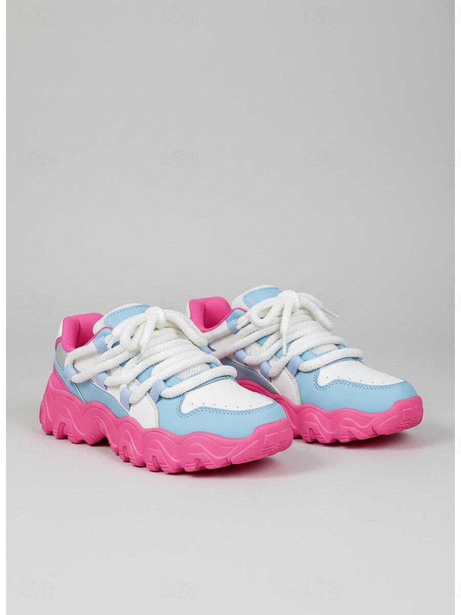 Sneaker Chunky Blocco Colorato Verde e Bianco da Donna per Mardi Gras con Lacci in Cordoncino – Scarpe Platform Vivaci per Carnevale Feste anni '90 e Moda Urbana del 2026 a $42.99 –P4