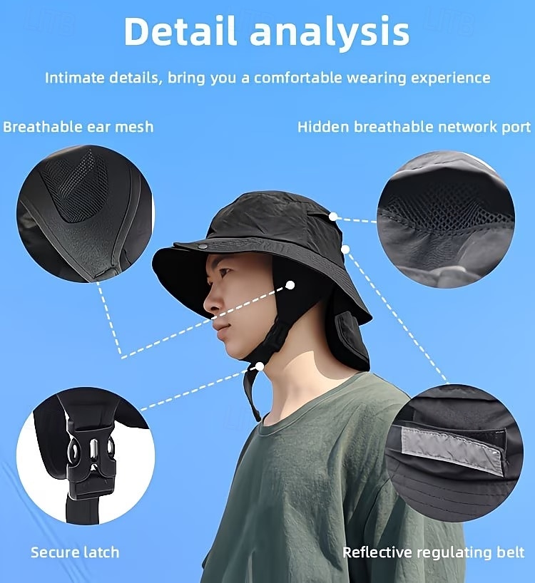 UPF 50+ Wide-Brim Removable-Brim Fisherman's Hat, Dual-purpose Detachable Breathable Quick- Cap for Marine Water Activities, Sea Fishing, Outdoor Exploration, Cycling, Surfing, and Fishing 2026 - $37.99 –P4