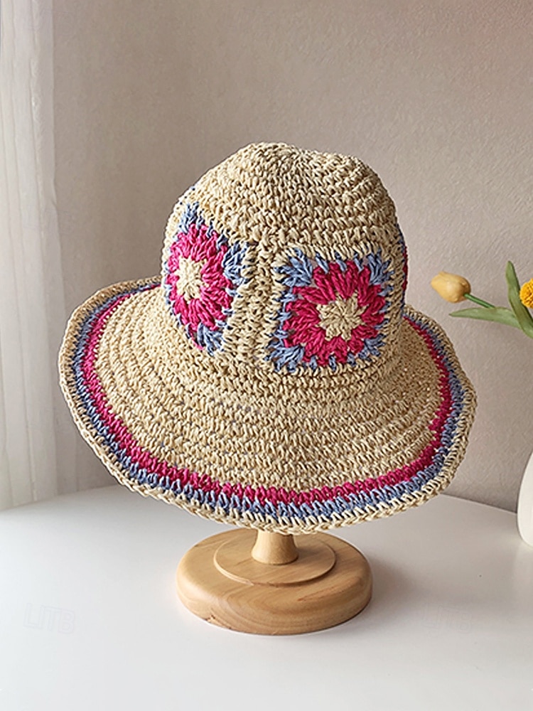 Gewebter Damen-Sonnenhut im Boho-Stil, mehrfarbig, faltbar, perfekt für Strand- und Resorturlaube sowie als lässiger Alltagsbegleiter 2026 - $14.99 –P7