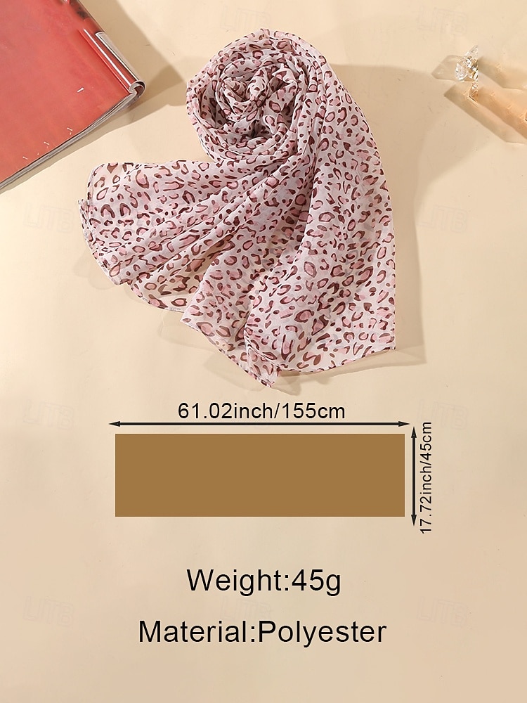 Lenço feminino de chiffon leve estilo boêmio, estampa de leopardo, várias cores, ideal para uso diário, férias e viagens. de 2026 por $9.99 –P12