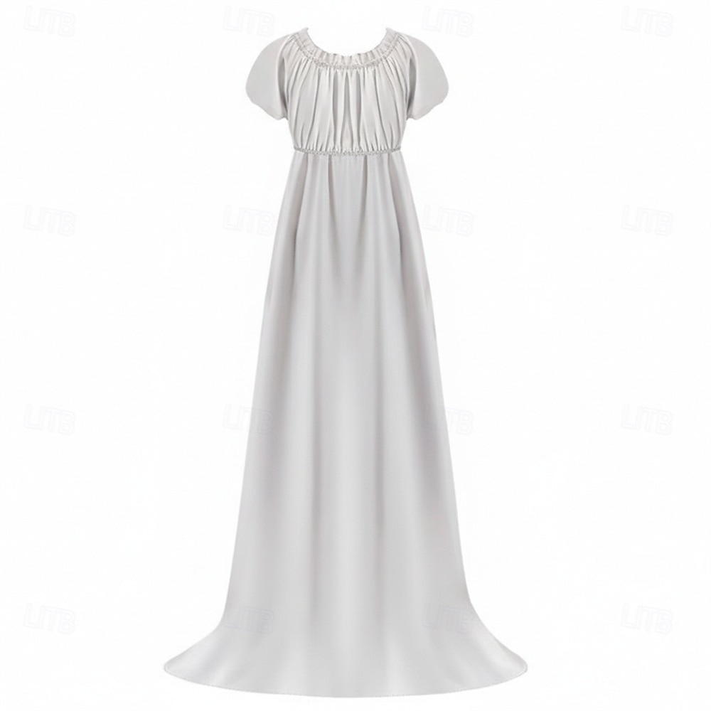 Renaissance 19ème siècle Période de la Régence Longueur au sol Robe Manches courtes Princesse Dame Col rond Déguisement Femmes Royal Halloween Carnaval Foire de la Renaissance Soirée à thème rétro de 2026 ? $59.99 –P11