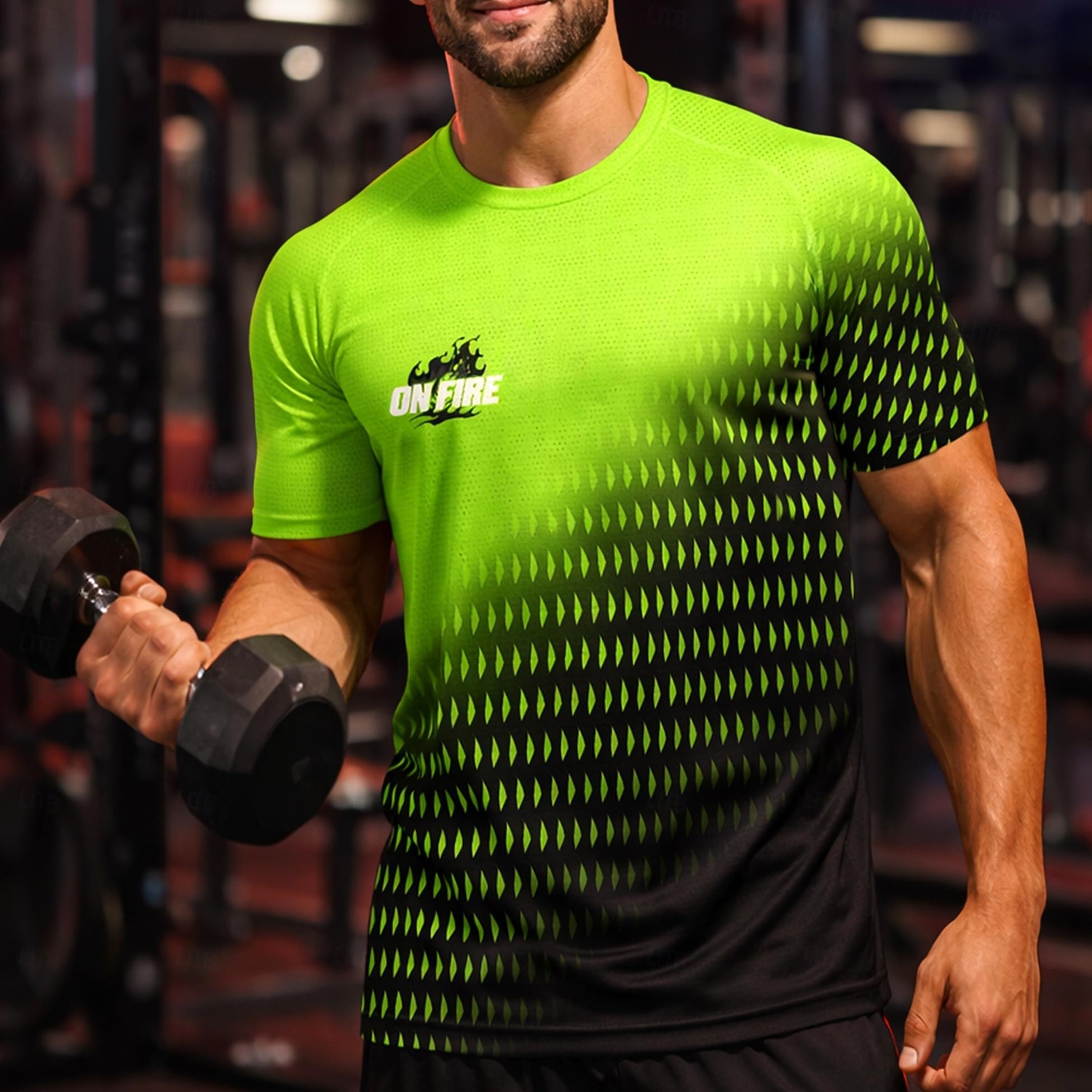 2026年 男性用 サッカーユニフォーム 幾何学模様 勾配 文字＆番号 ランニングトップ アスレチックTシャツ 夏 半袖 UPF 50 速乾性 吸汗性 高通気性 トーナメント サッカー ジム ランニング しつけ用品 スポーツ グリーンとブラック スポーツウェア アクティブウェア  コレクション – $18.99 –P5