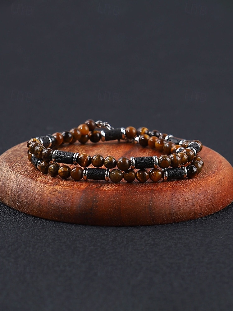 Pánský náhrdelník s přírodními kameny v bohémském stylu, vícebarevný, ideální pro každodenní nošení i dovolenou u moře 2026 - $11.99 –P9