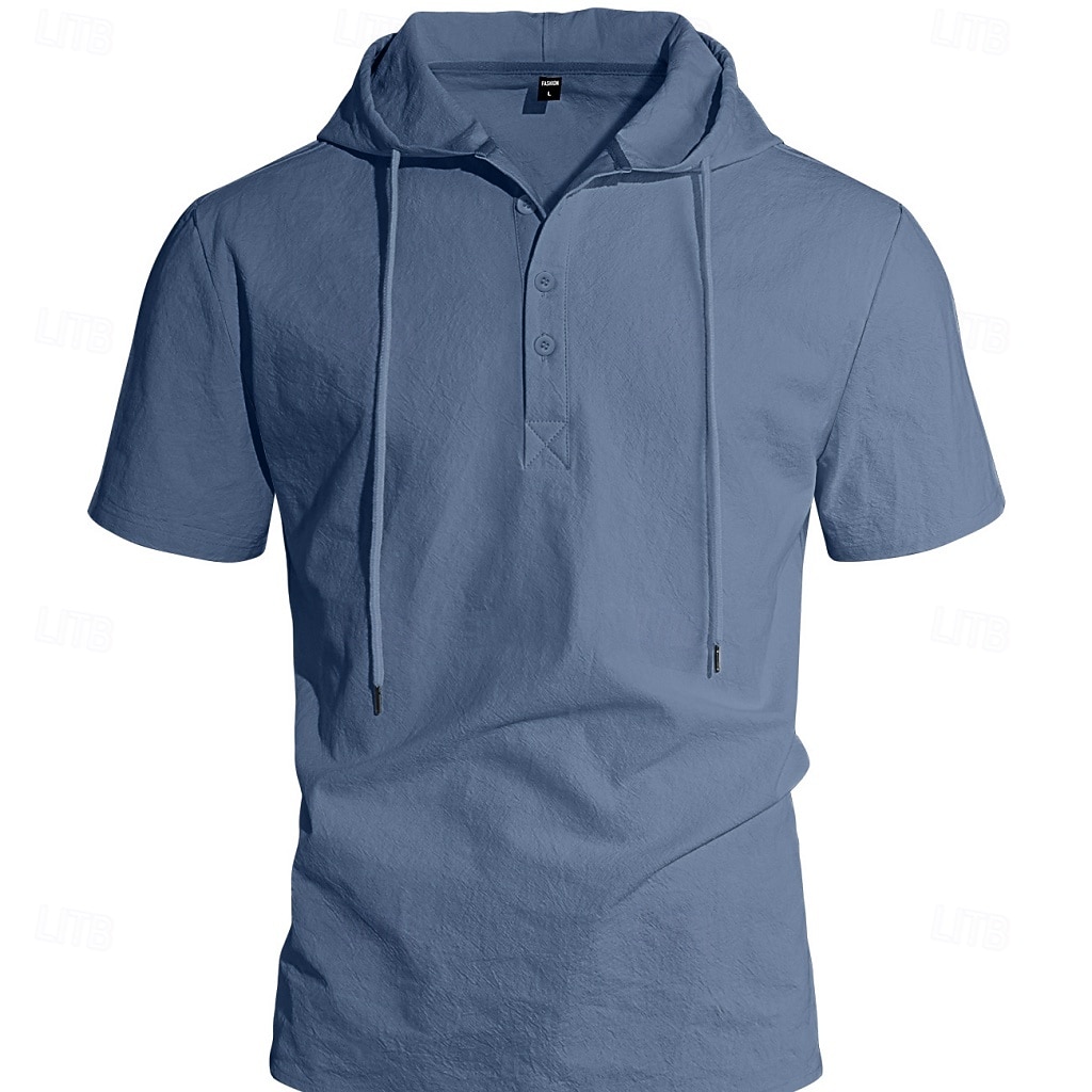 Men's Shirt Linen Shirt Button Up Shirt Solid Color Casual Beach Black White Navy Blue Khaki Short Sleeve Hoodie Summer Spring Clothing Apparel Buttons 2026 - $25.99 –P7