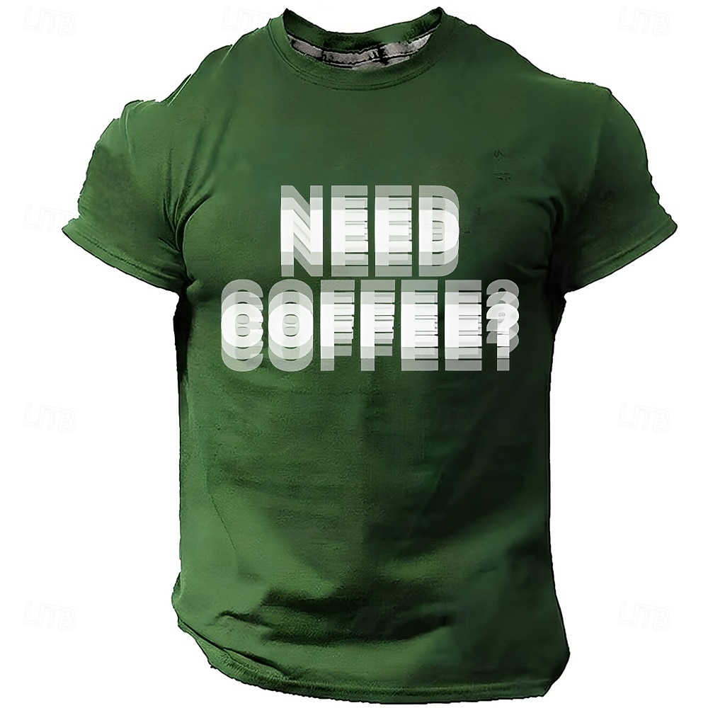 Men's NEED COFFEE? Funny Blurry Dizzy Effect Graphic T-Shirt Coffee Lover Gift Motion Blur Text Print Casual Short Sleeve Tee Office Humor Designer Clothing Apparel S M L XL XXL XXXL 2026 - $21.99 –P2
