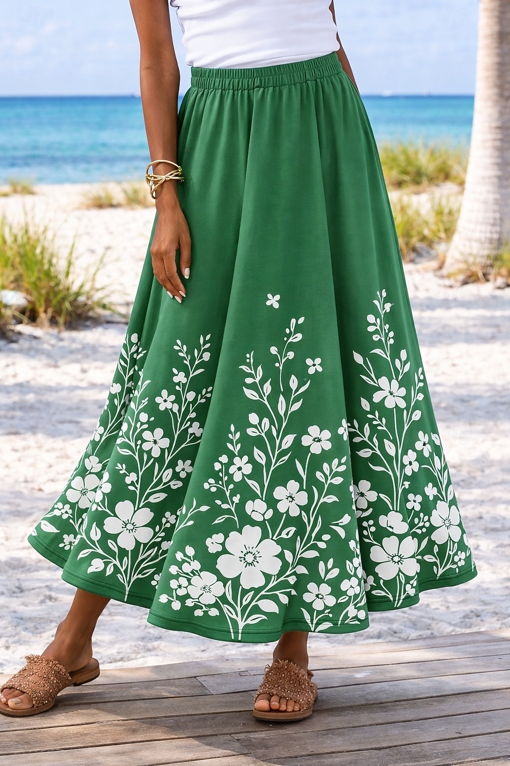 Damen Urlaubsrock Elegant Mode Lässig Maxi Hohe Taille Röcke Blumen Grafik Tasche Druck Mikroelastisch Täglich Strand Blau Schwarz Rosa Grün Sommer 2026 - $48.99 –P3
