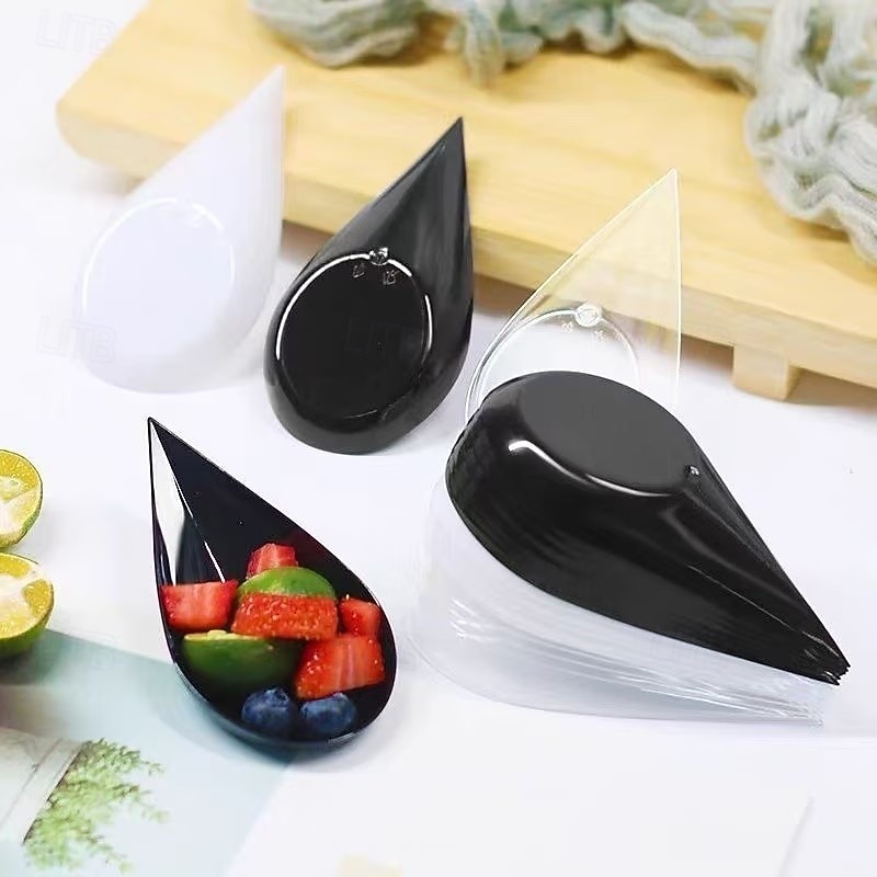 50 st svarta droppformade kryddskålar för engångsbruk, mini-förrätt &såstallrikar, återanvändbara, perfekta för picknick, camping och servering av kryddor som chilisås 2026 - $15.99 –P6