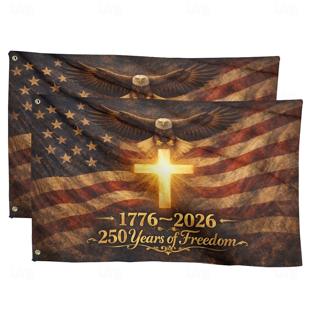 2 stk. U.S. 250. jubileumsår frihet kommemorativt flagg majestetisk patriotisk 1776-2026 banner feiring semiquincentennial 4. juli uavhengighet 2026 - $29.99 –P1