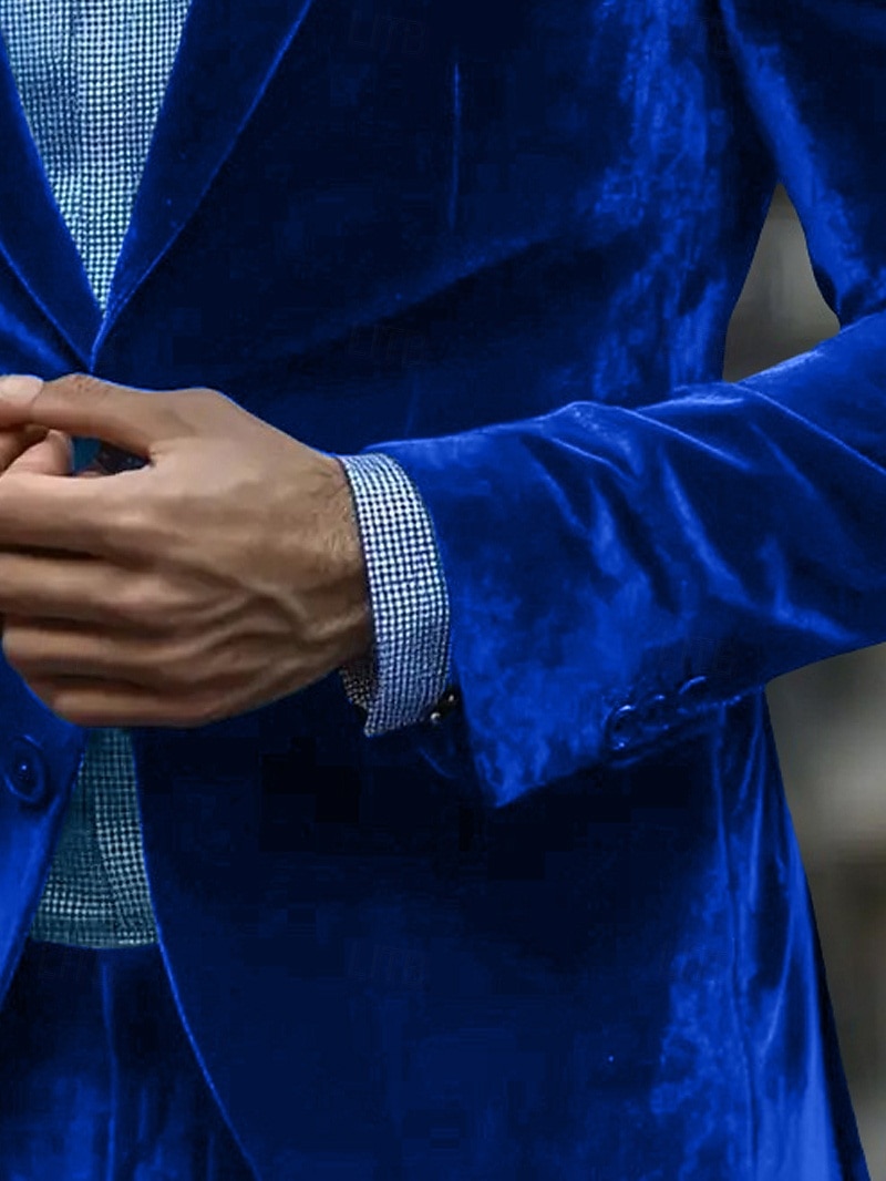 Miesten Velvet Blazerit Päivittäin Päivittäin Syksy Talvi Sametti Yhtenäinen väri Perinteinen Yksirivinen yksi nappi Bleiseri Rubiini Sininen Apila 2026 - $76.99 –P3