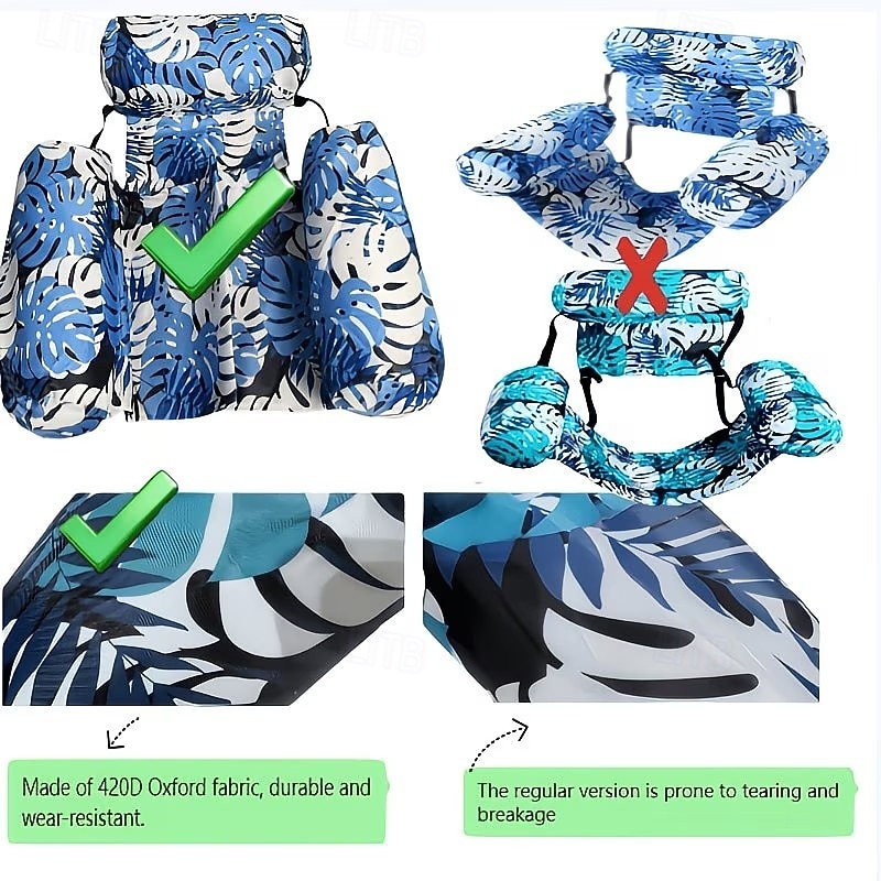 Aufblasbarer Poolstuhl, gepolsterte Schwimmliege aus PVC-Oxford-Gewebe mit Poolnudelhalterung, Poolliege für Erwachsene für Pool, See, Strand, Gartenparty, sommerliche Entspannung 2026 - $31.99 –P6