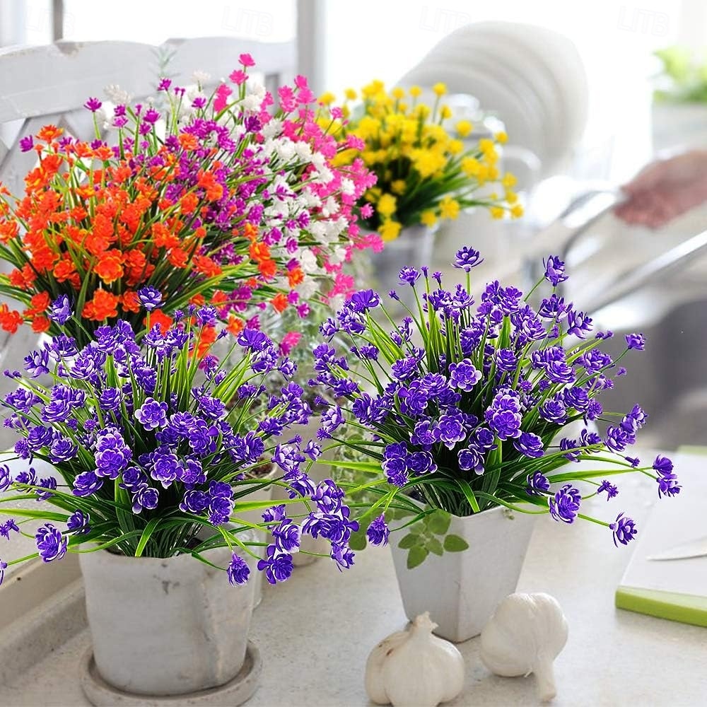 20 de pachete de flori artificiale, plante artificiale rezistente la UV pentru exterior, jardinieră suspendată pentru interior și exterior, decor de grădină pentru casă, tufișuri de flori artificiale 2026 - $31.99 –P5