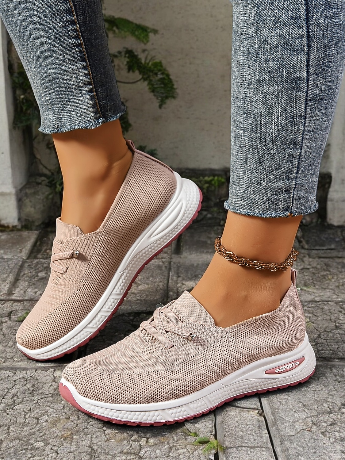 Grijze instapsneakers voor dames met luchtkussenzool – lichtgewicht en ademende schoenen voor wandelen, reizen en vrijetijdskleding 2026 - $26.99 –P3