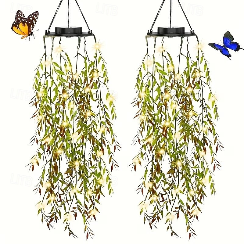 LED-tuinverlichting op zonne-energie met kunstmatige hangende bamboebladeren, imitatie hangende klimplanten, kunstmatige bamboe- en wilgenbladverlichting, geschikt voor tuinen, bruiloften en feesten, 2026 - $35.99 –P13