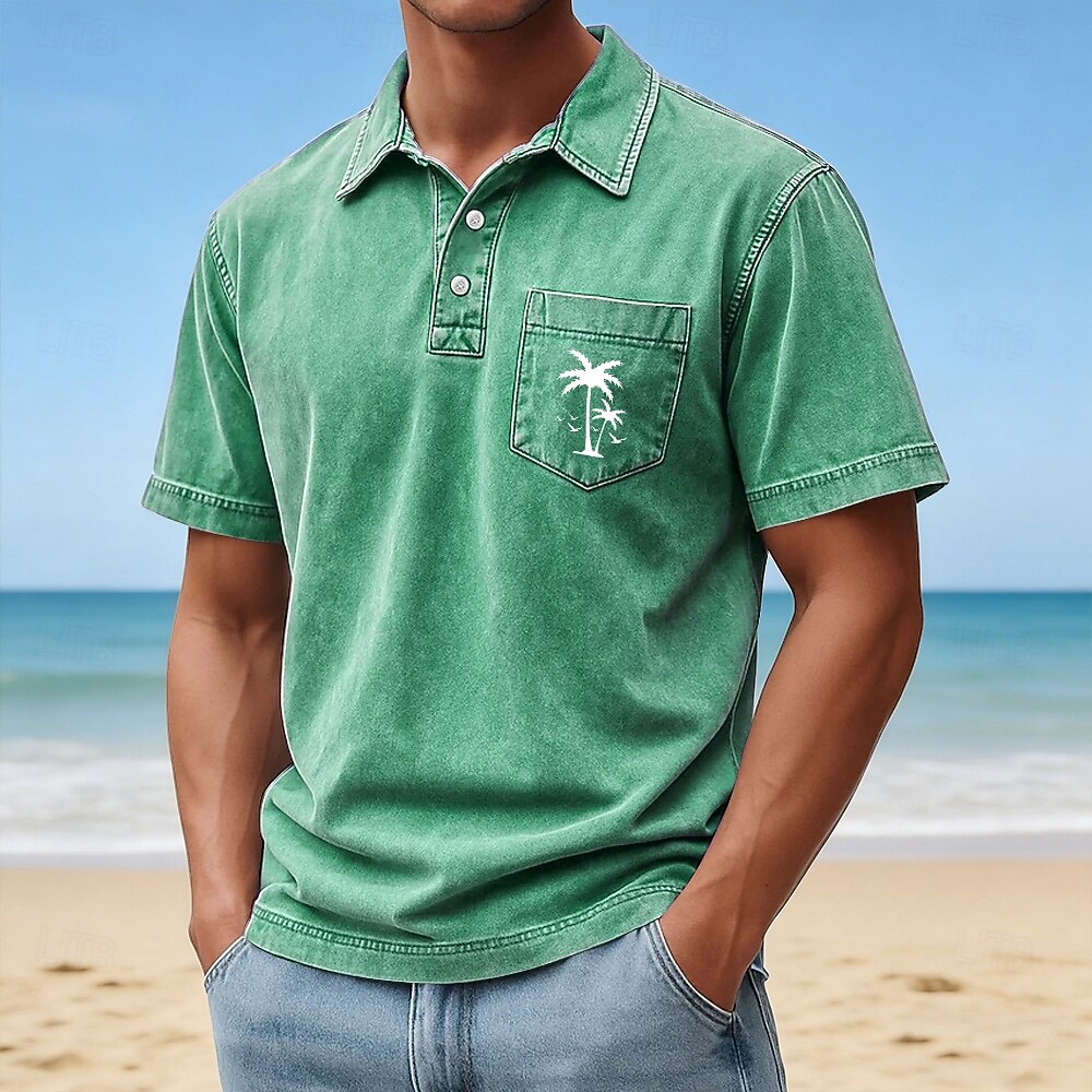 Ανδρικά Φοίνικας Πουκάμισο με οξύ 100% Bumbac Κοντομάνικο Μπλουζάκια πόλο Πέτο Χαβανέζα Καθημερινό Ένδυση γυμναστικής και άθλησης Ρούχα διακοπών Τσέπη 3D εκτύπωση Κουμπιά Ανοιξη καλοκαίρι 2026 - $31.99 –P1