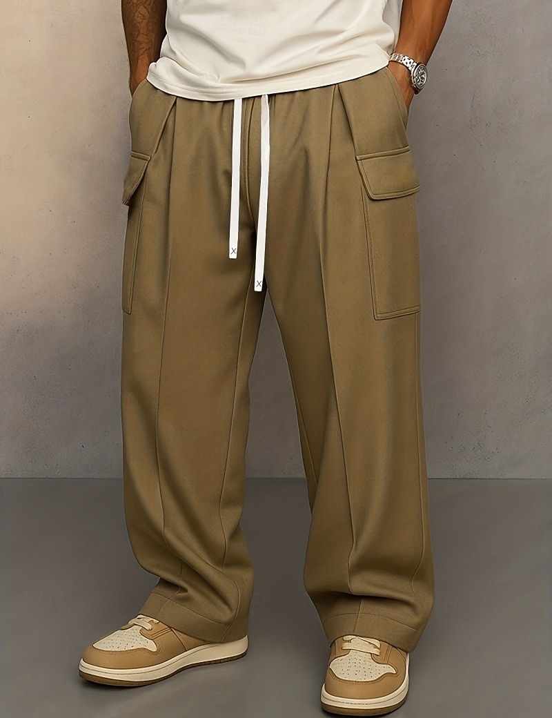 Men's Trousers Casual Pants Drawstring Pocket Plain Comfort Breathable Full Length Home Outdoor Streetwear Vacation Fashion Blue Khaki Inelastic 2026 - $31.99 –P6