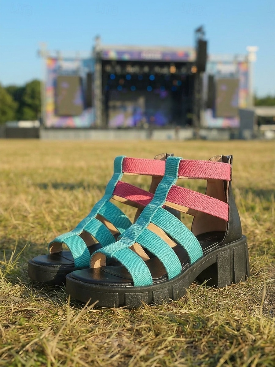 Women's Boho Music Festival Platform Sandals - Colorful Multi-Strap Chunky Gladiator Shoes for Coachella, Summer Concerts & Outdoor Rave Outfits 2026 - $54.99 –P3