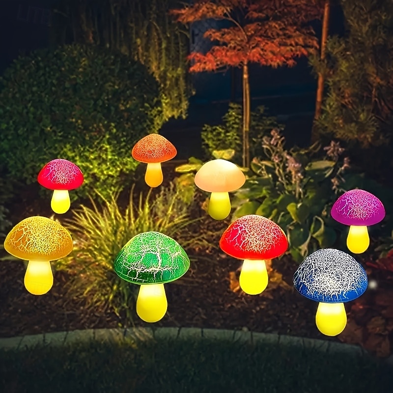 8 w 1, zewnętrzne, wodoodporne, solarne lampy trzaskające w kształcie grzybków, dekoracyjne lampy LED do ogrodu, podwórka, kwietnika, ścieżki, trawnika, patio, willi, gospodarstwa – letnie oświetlenie 2026 - $26.99 –P8