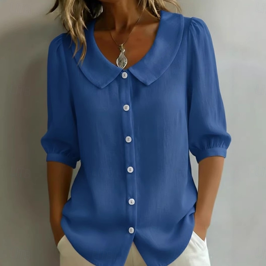 Damen Hemd Vintage Stilvoll V Ausschnitt Schulterfrei Lange Oberteile Täglich Arbeit Ferien Blau Schwarz Weiß Gelb Rote Sommer Frühling 2026 - $11.99 –P10