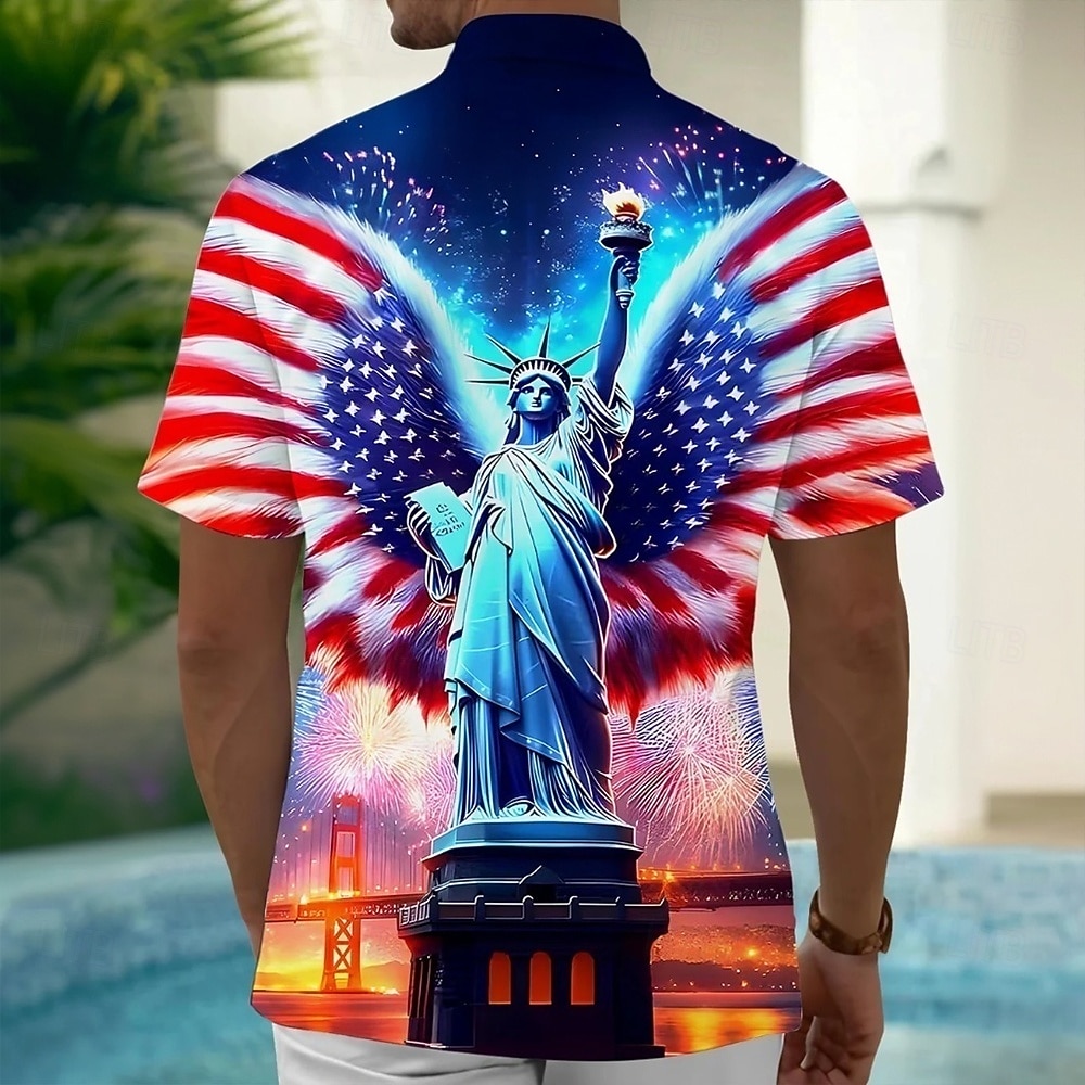 Per uomo 4 luglio, 250° anniversario degli Stati Uniti Statua della Libertà Bandiera degli Stati Uniti Camicia Camicia Estiva Camicia con Bottoni Manica Corta Patriotico All'aperto Ferie Estate del 2026 a $25.99 –P2