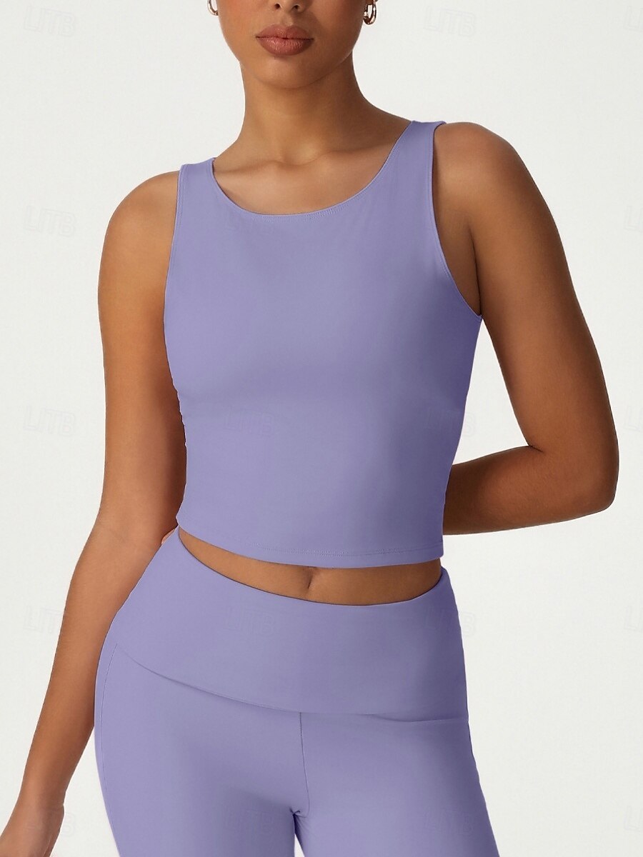 Women's Solid Colored Sports Tank Top Tennis Bra Sports Bra Sleeveless Quick Dry Shockproof Moisture Wicking Breathable Tennis Pickleball Running Crew Neck Top Black Pink Blue Tennis Clothing 2026 - $17.99 –P6