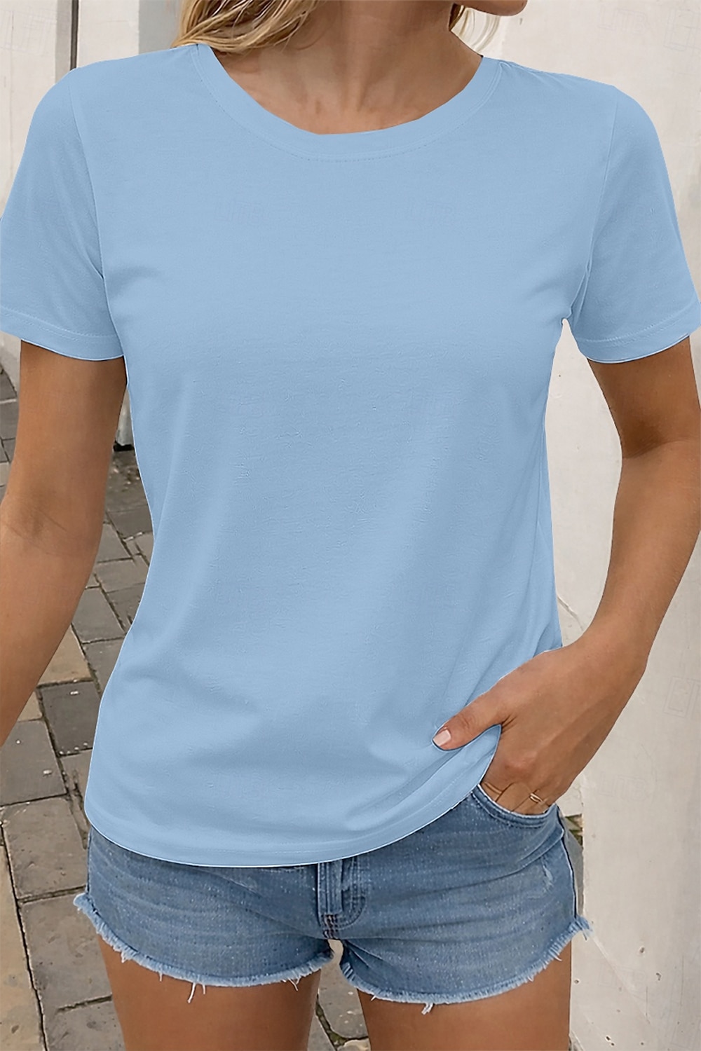 Pentru femei Mărime Plus Tricou Tricouri Culoare solidă Clasic Casual Manșon scurt Stil Nautic Topuri obișnuite Zilnic Ieșire Negru Alb Roz Îmbujorat Gri Închis Caisă Vară Primăvară 2026 - $19.99 –P5