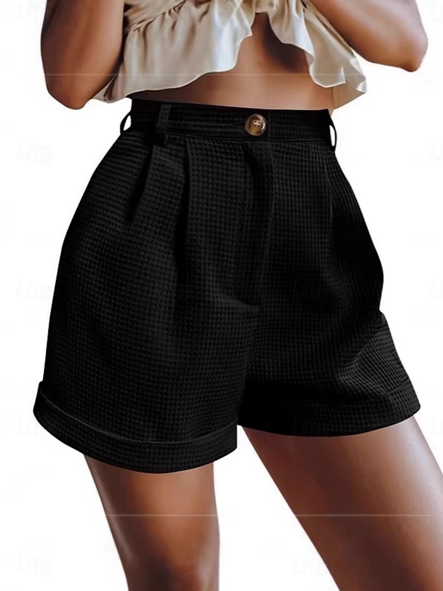 Damskie Bermudy Gofrowana Spodnie dresowe Typu Chino Urlop Moda Moda miejska Krótki Wysoka talia Równina Wygodne Miękka Wygodny Nieelastyczny Codzienny Na zewnątrz Ulica Czarny Khaki Zieleń wojskowa 2026 - $21.99 –P4