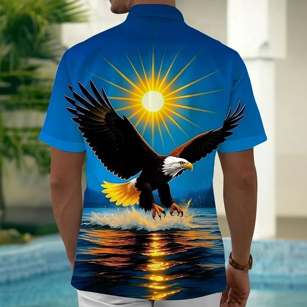 Men's Sun 4th of July U.S. 250th Anniversary Eagle Shirt Summer Shirt Button Up Shirt Short Sleeve Patriotic Outdoor Holiday Summer Spring Turndown 3D Print Collared Shirts Front One Pocket Blue 2026 - $25.99 –P2