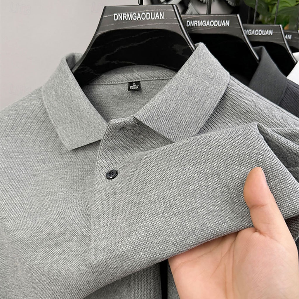 Men's Polo Polo Shirts Casual Vacation Lapel Short Sleeve Fashion Modern Plain Buttons Plain Summer Spring Regular Fit Lake blue Black White Yellow Pink Red Polo 2026 - $18.99 –P12