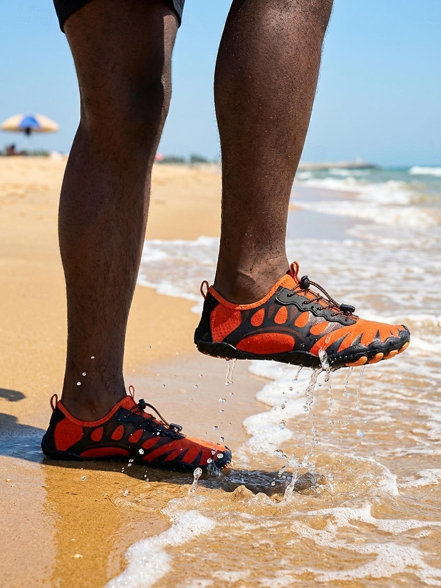 Scarpe da acqua da uomo arancioni e nere ad asciugatura rapida, leggere, traspiranti e antiscivolo, ideali per attività acquatiche, passeggiate in spiaggia, nuoto, kayak, trekking fluviale e avventure all'aria aperta. del 2026 a $29.99 –P2