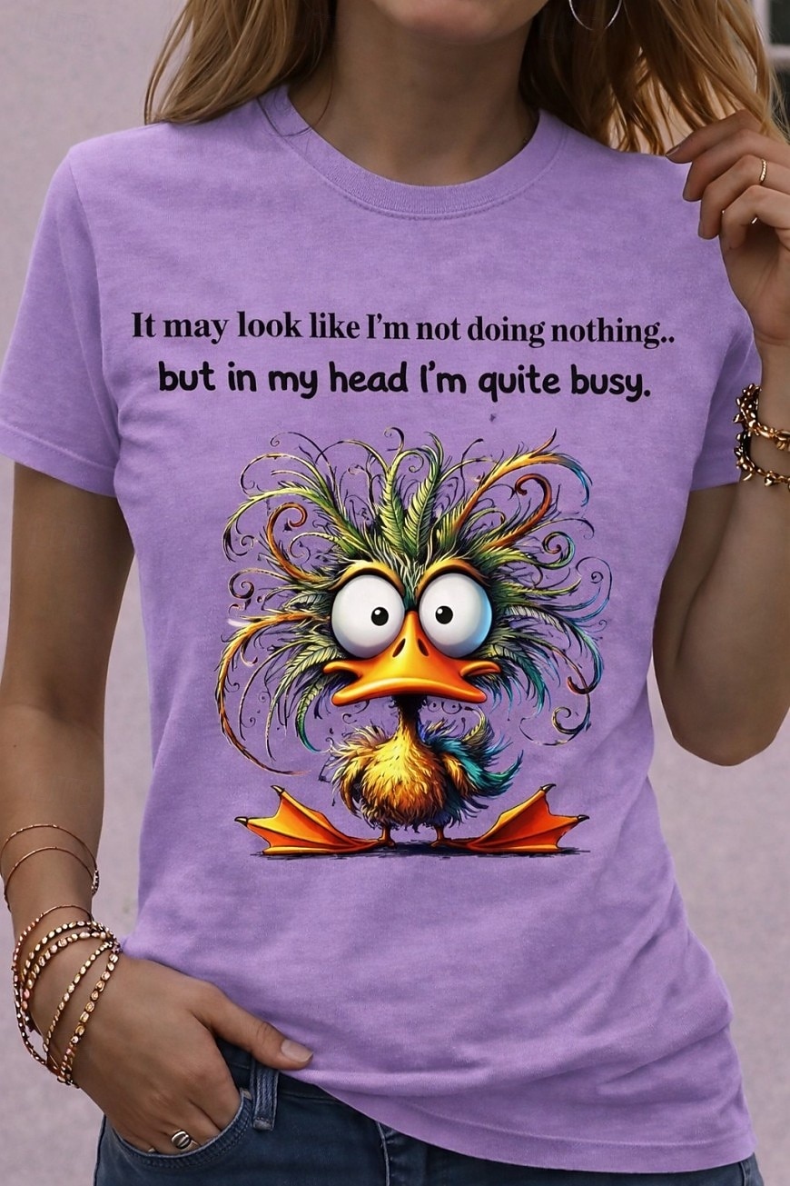 Dames T-shirt met grappige humoristische quotes, print met dieren en letters, stijlvol, klassiek, casual, korte mouwen, ronde hals, normale pasvorm, geschikt voor dagelijks gebruik en het weekend, 2026 - $21.99 –P1