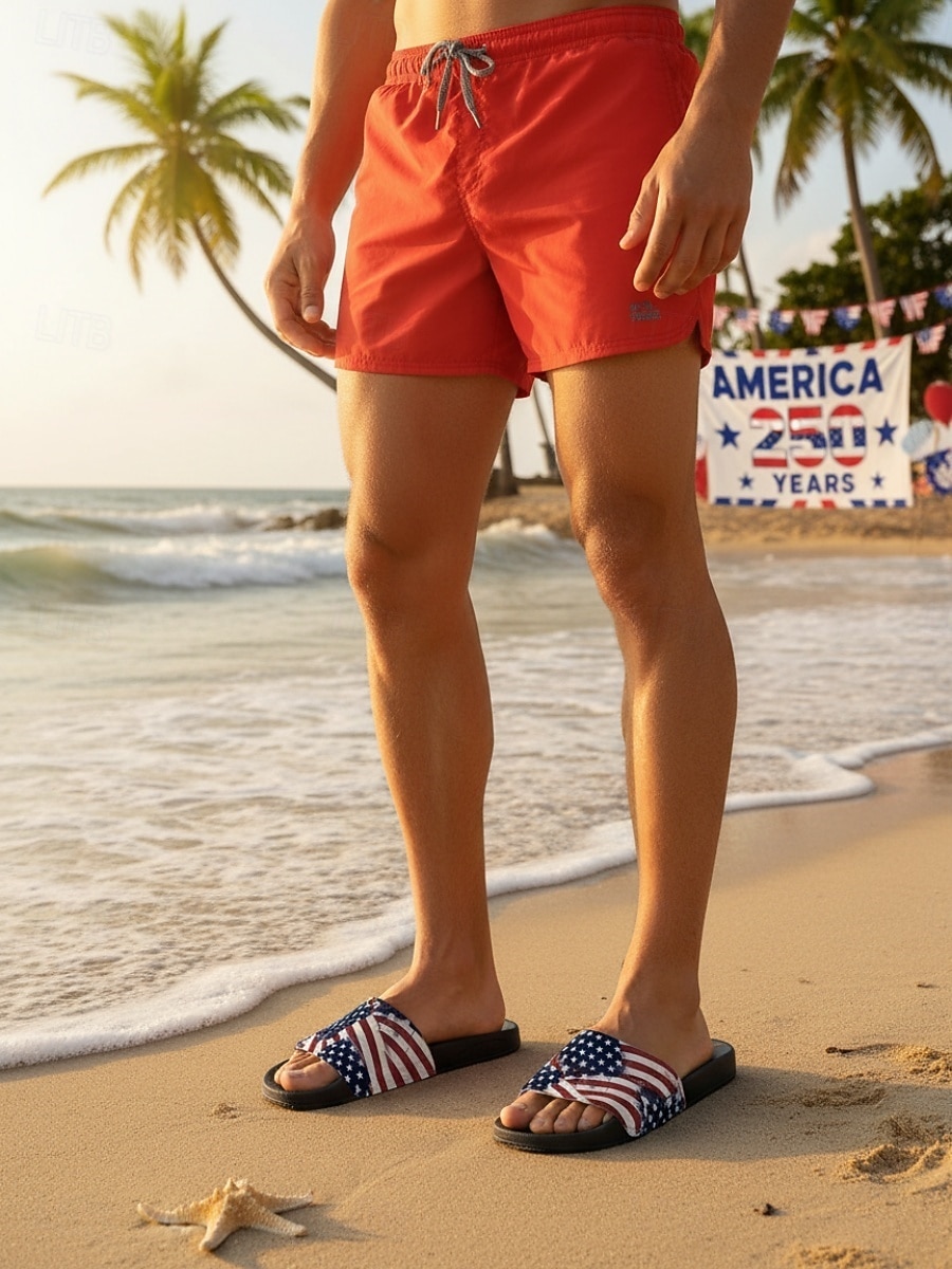 Sandálias masculinas patrióticas – chinelos de praia leves com estampa da bandeira americana, ideais para férias, piscina, resorts e uso casual no verão. de 2026 por $24.99 –P5