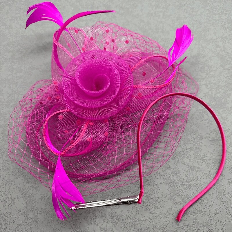 fascinators polyester Bryllup Bursdag Elegant Årgang søt stil Med Fjær Tyll Hodeplagg Hodeplagg 2026 - $17.49 –P7
