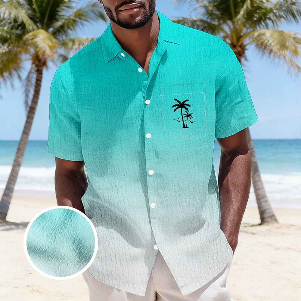 Per uomo Albero di Cocco Colore sfumato Piante Tropicali Camicie hawaiane Camicia stropicciata Camicia di Seersucker Manica Corta Hawaiano Vacanza al Mare Estate Primavera Collo ripiegato Morbido del 2026 a $25.99 –P1