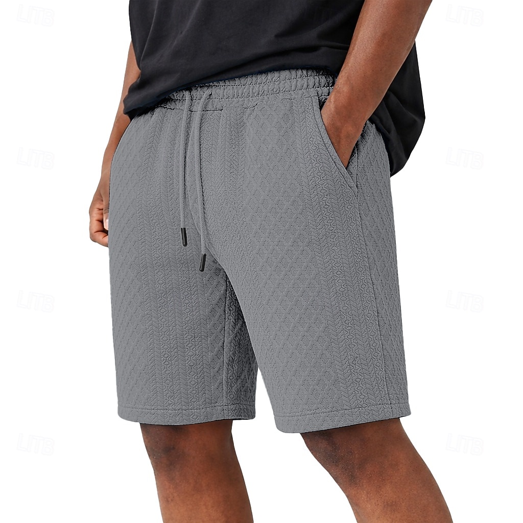 Men's Shorts Casual Shorts Jacquard Pocket Plain Textured Comfort Breathable Above Knee Casual Outdoor Beach Vacation Fashion Navy Blue Light Grey Micro-elastic 2026 - $17.99 –P2