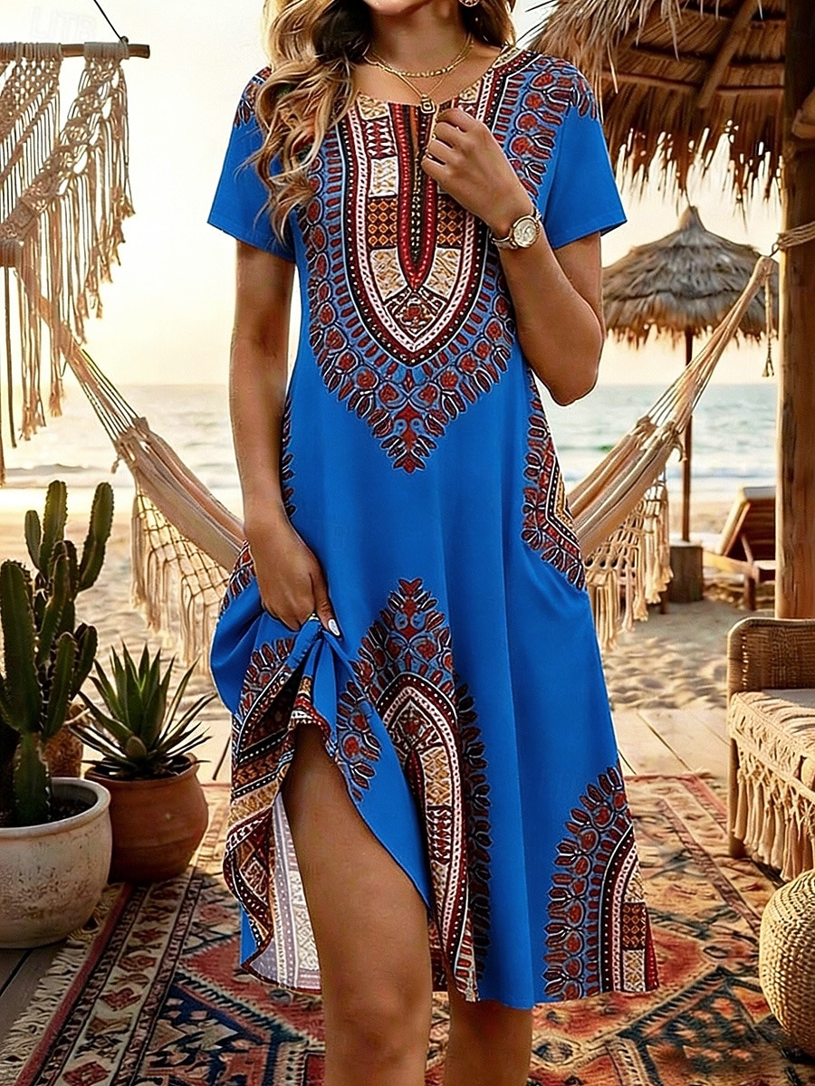 Femmes Robe Longueur Genou Robe bohème Robe de Plage Robe d'été ancien Gothique Quotidien Plage Week-end Coupe régulière Fleuri Manche Courte Col ras du cou Bleu Jaune Orange Vert Été Printemps de 2026 ? $24.99 –P2