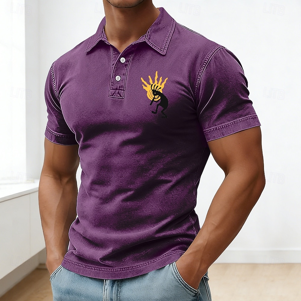 2026 250th Men's American US Flag Polo Shirts Acid Wash Shirt 100% Cotton Short Sleeve Polo Shirts Collared Shirts Casual Outdoor Holiday 3D Print Buttons Spring & Summer Blue Purple Brown 2026 - $30.99 –P2