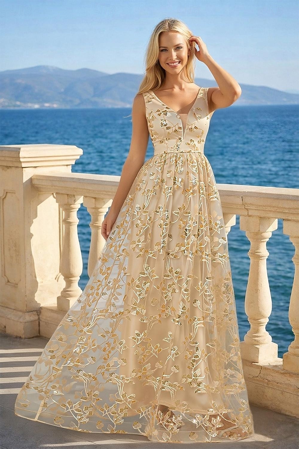A-Line Quinceanera Dresses Elegant Dress Wedding Wedding Guest Floor Length  Sleeveless V Neck Tulle Backless with Pleats 2026 - $92.99