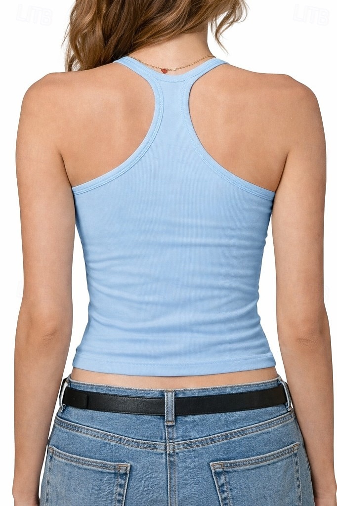 Women's Athletic Tank Knit Top Tunic Stylish Hot Casual Sleeveless Spaghetti Straps Regular Tops Gym Sports Going out Blue Eggplant Purple Black White Yellow Summer Spring 2026 - $25.99 –P2
