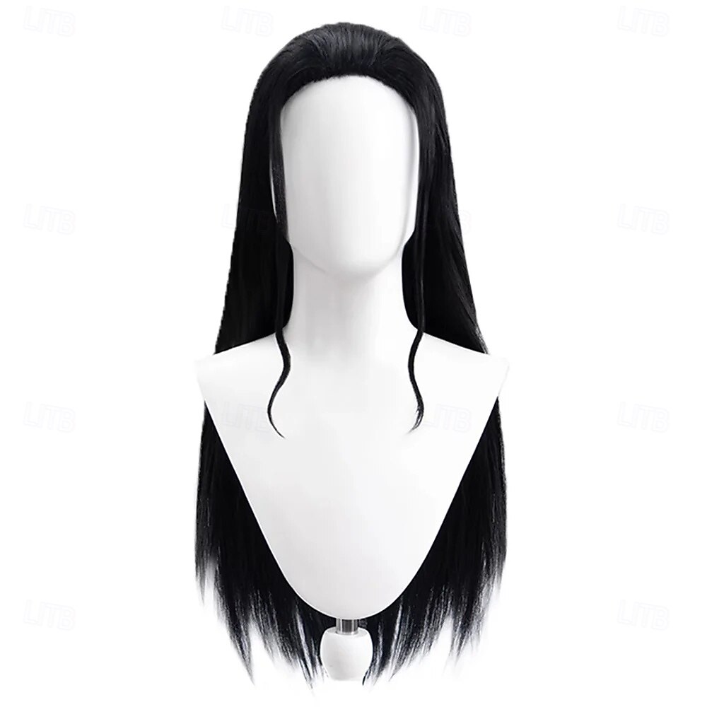 Perucă lungă neagră de aventurier oceanic cu șuvițe ondulate în față pentru petrecere cosplay 2026 - $29.99 –P1