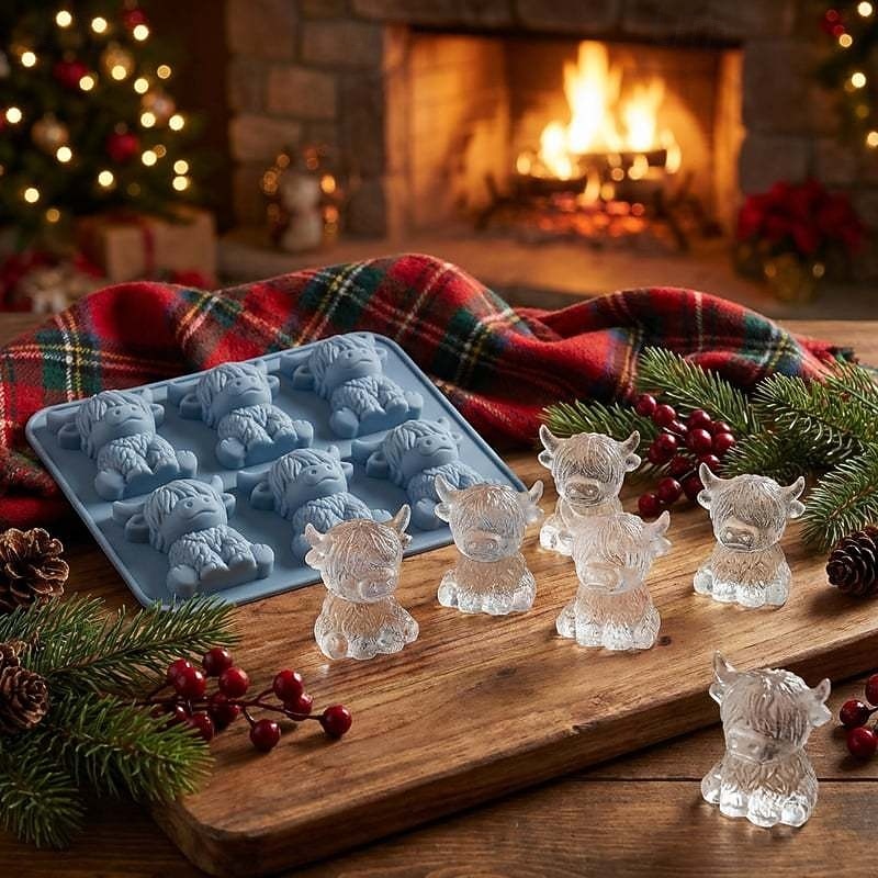 Moule à glaçons mini vache des Highlands, bac à glaçons 3D mignon en silicone pour whisky et cocktails &machine à glaçons réutilisable en forme d'animal pour boissons, accessoires de bar, café glacé de 2026 ? $9.99 –P4