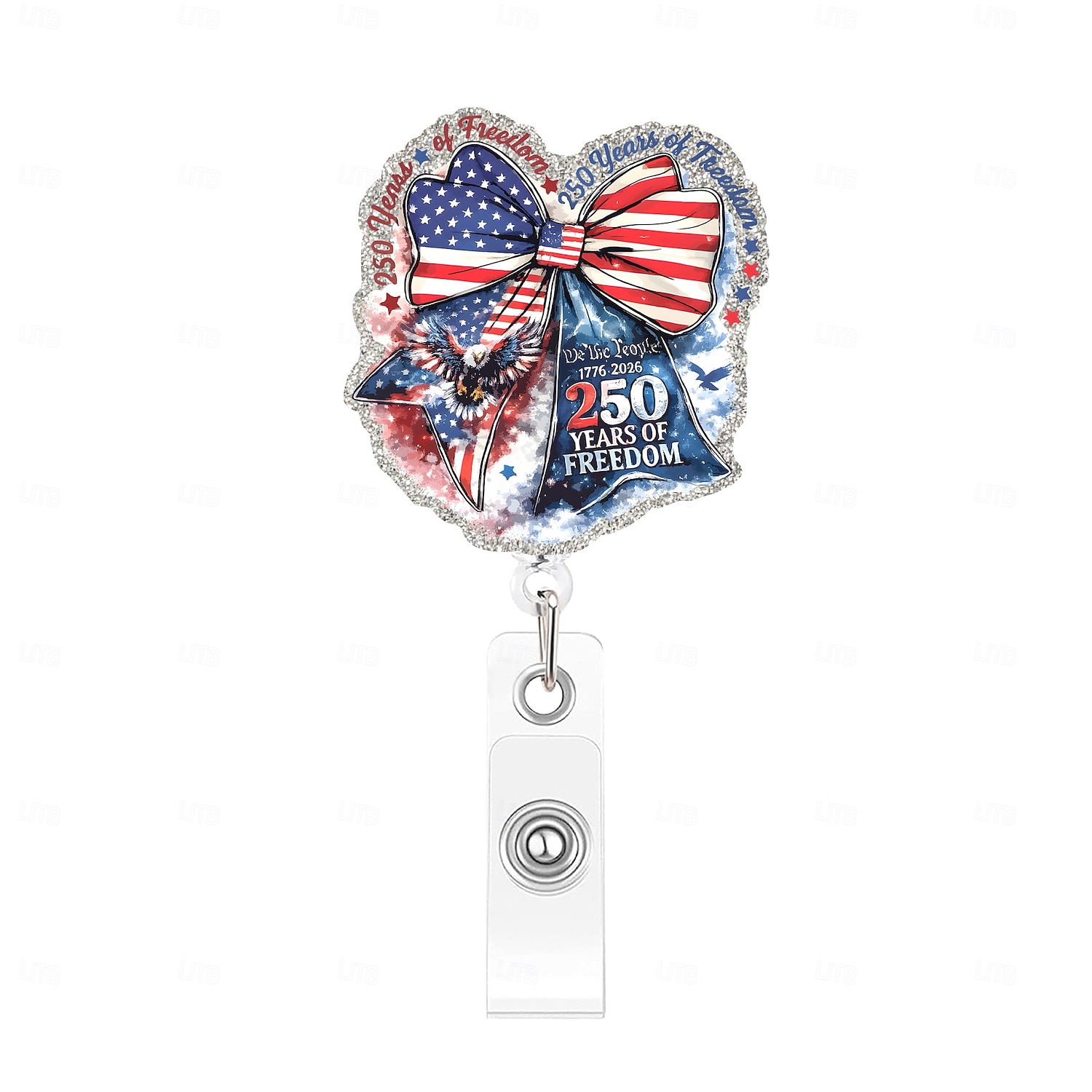Porta badge retrattile per il 250° anniversario dell'America con clip a coccodrillo, porta badge identificativo per il 250° anniversario dell'indipendenza, accessori per il 4 luglio 1776-2026, regalo del 2026 a $9.99 –P15