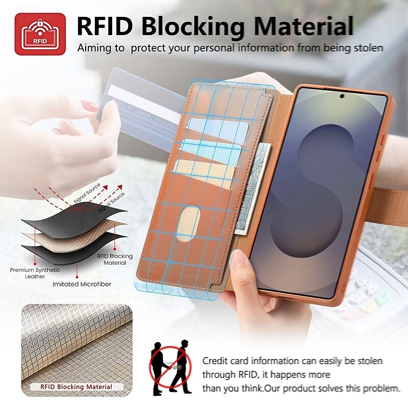 Phone Case For Samsung Galaxy S26 Ultra Plus S25 Ultra Plus S25 Edge S24 Plus Wallet Case with Stand Holder Full Body Protective Shockproof TPU PU Leather 2026 - $23.99 –P20